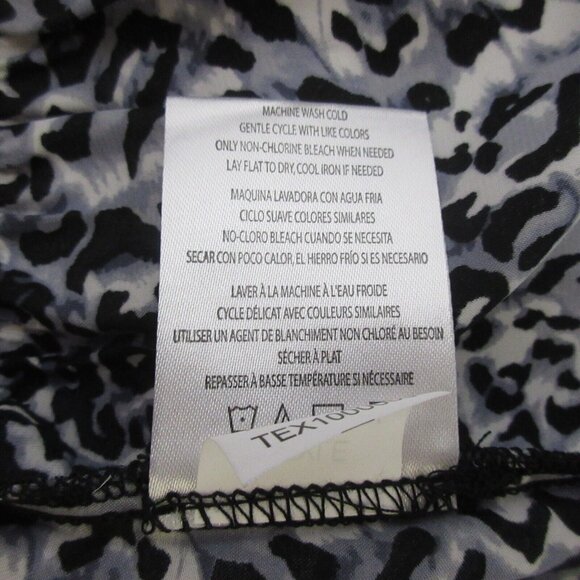 Ellen Tracy Womens Blouse Small Black Animal Print Gathered Peplum Silky Keyhole - Picture 8 of 10